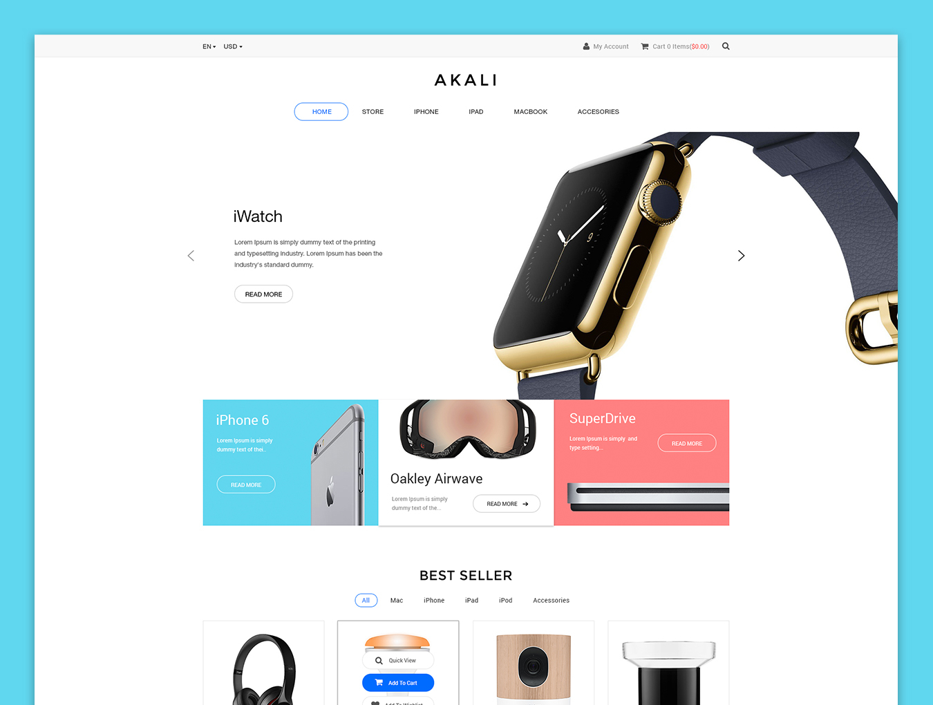 Akali一款电子商务网站PSD模版