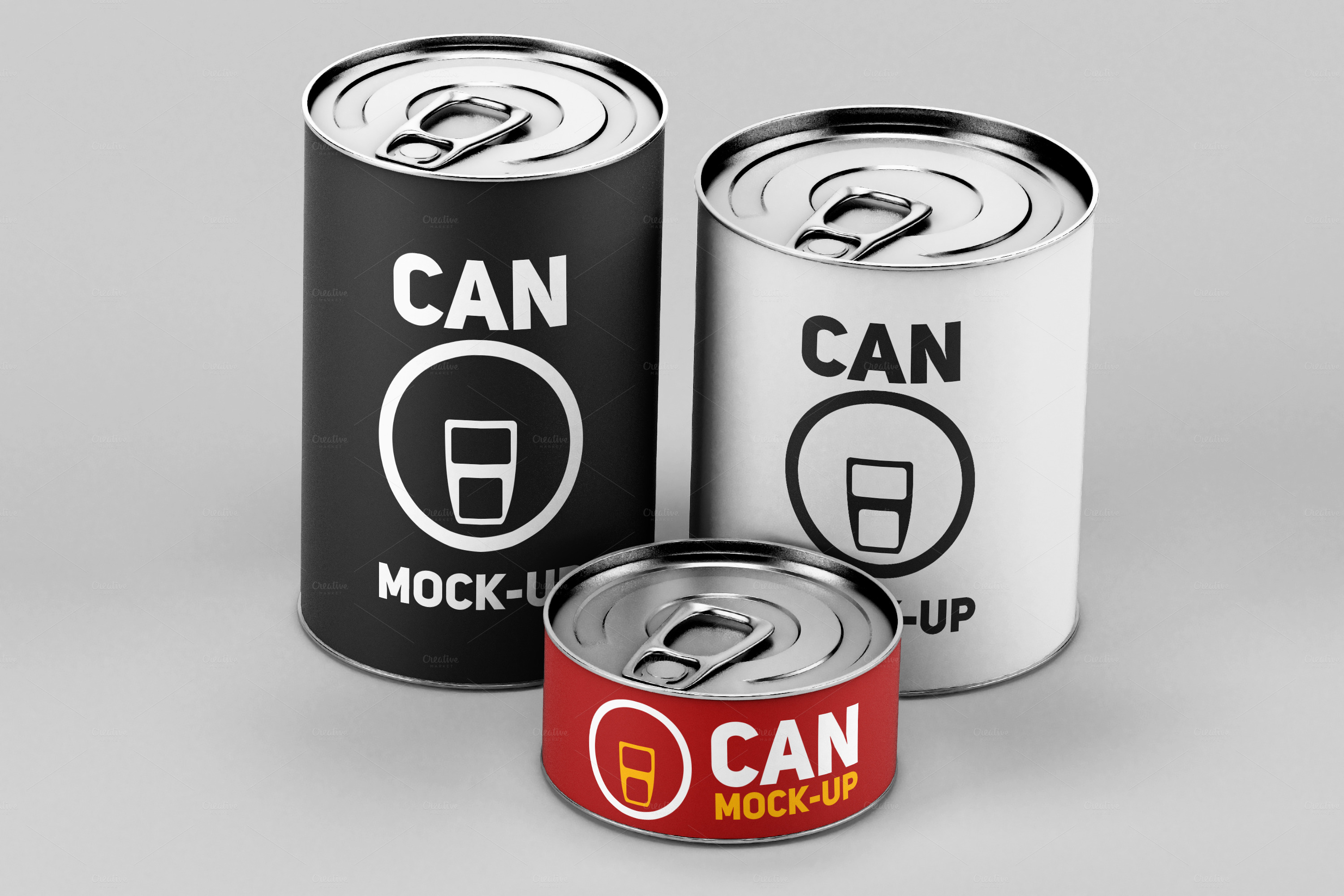 食品罐头包装智能贴图Cans Mock-Up #514948
