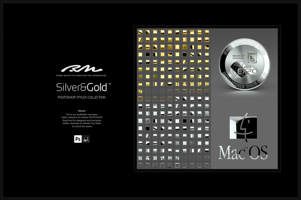 PS动作金色质感&银色质感PS样式Silver &a