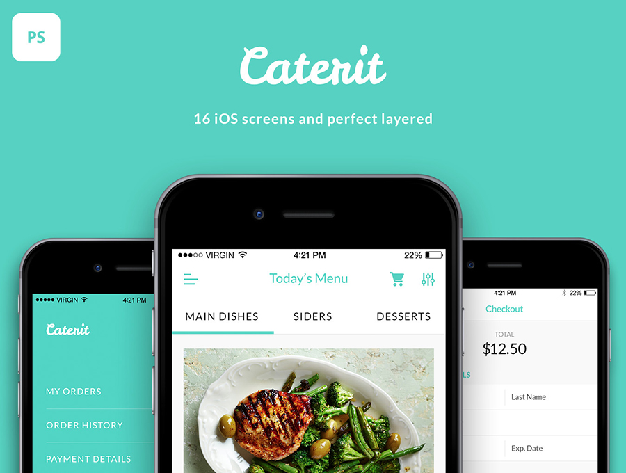 美食订购应用程序UI套件Caterit UI Kit