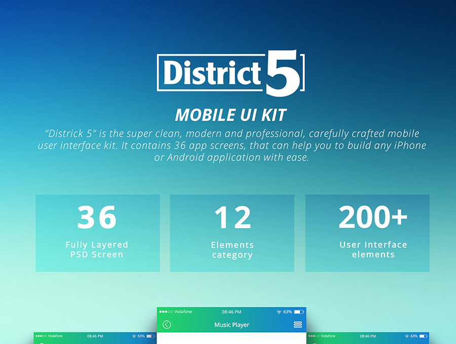 移动UI套件District 5 UI Kit #50707