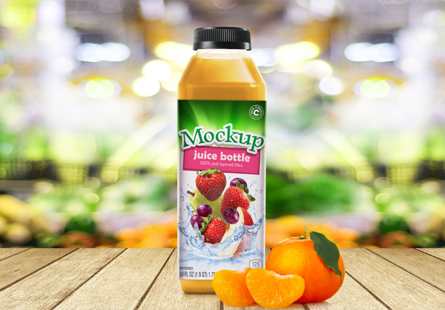 饮料类贴图模型Juice Bottle Mockup #28