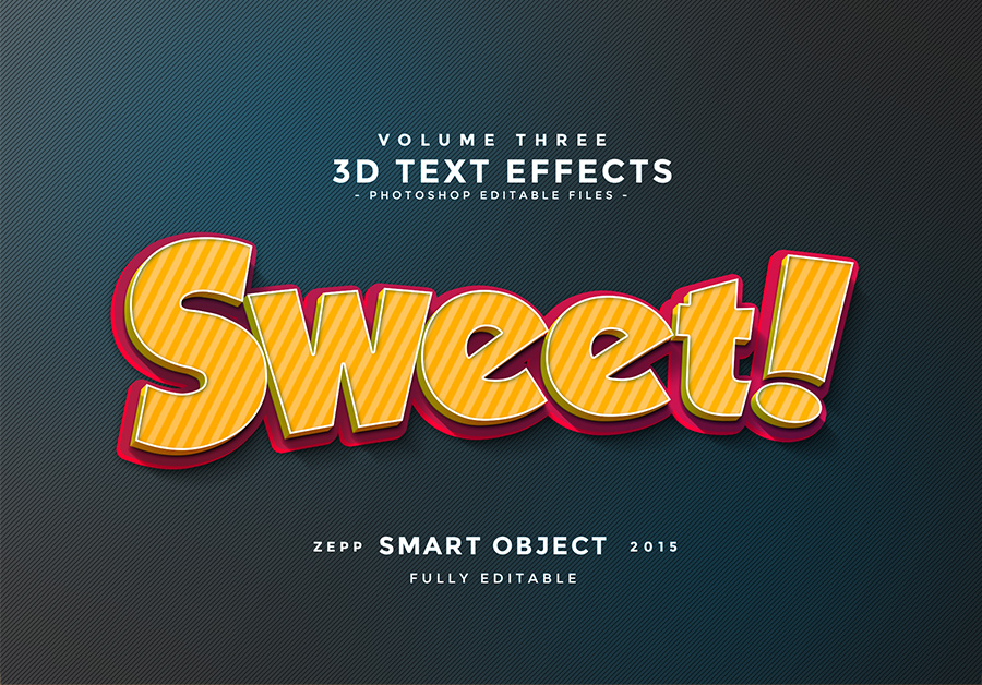 PS字体样式 3D立体字 食品卡通动漫PS动作3DText