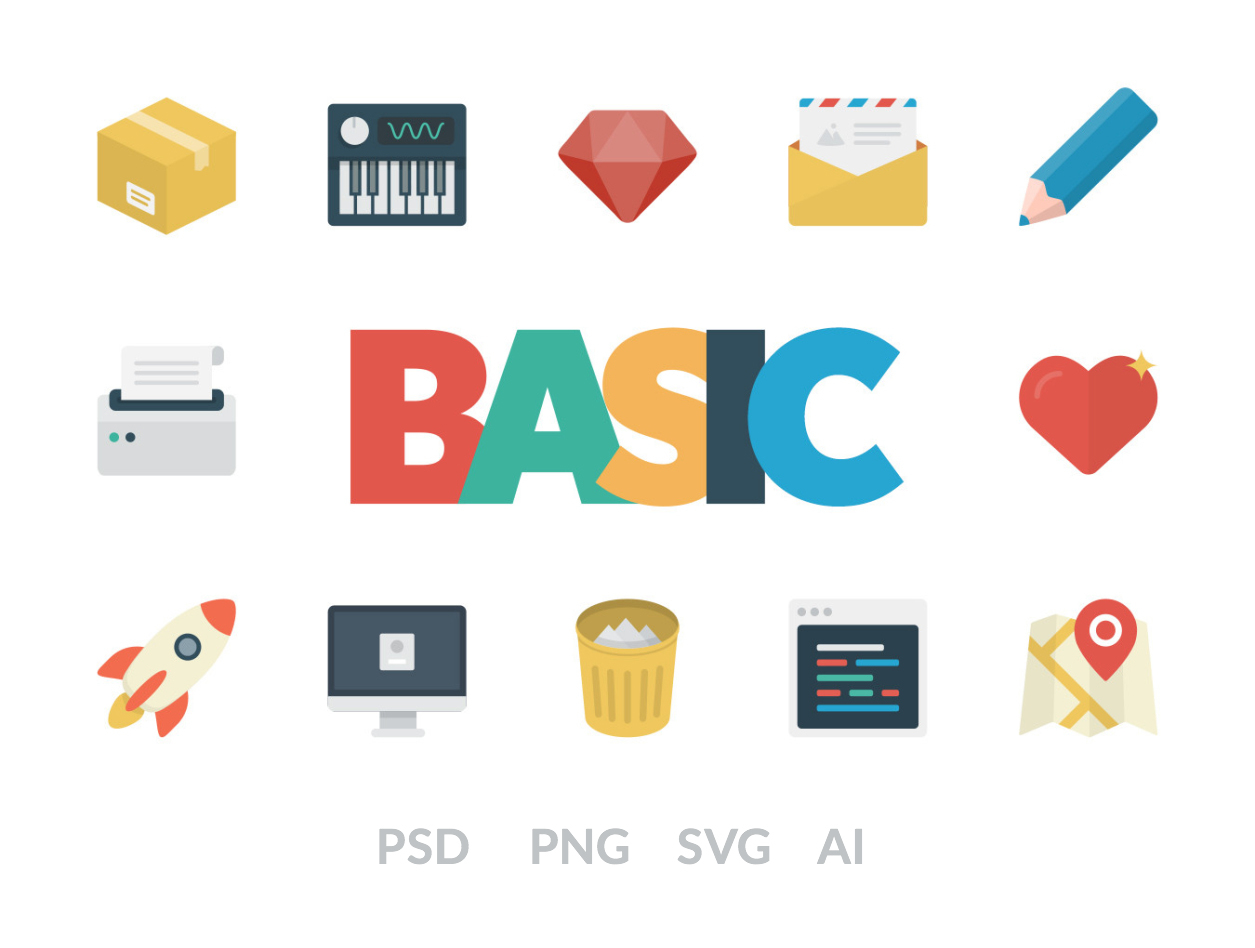 扁平化风格图标合集Basic Flat Icon Set