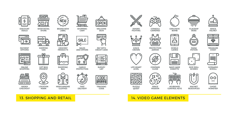 黄色系+插图创意图标Futuro Line Icons