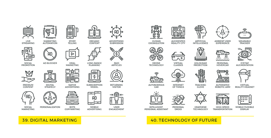 黄色系+插图创意图标Futuro Line Icons