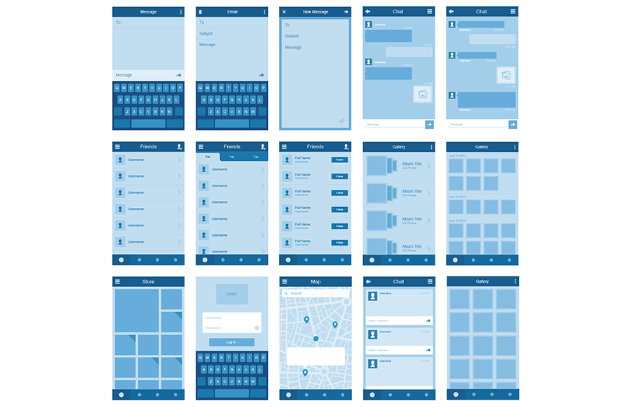 WEB+应用程序UI模板Wireframe Kit - V1