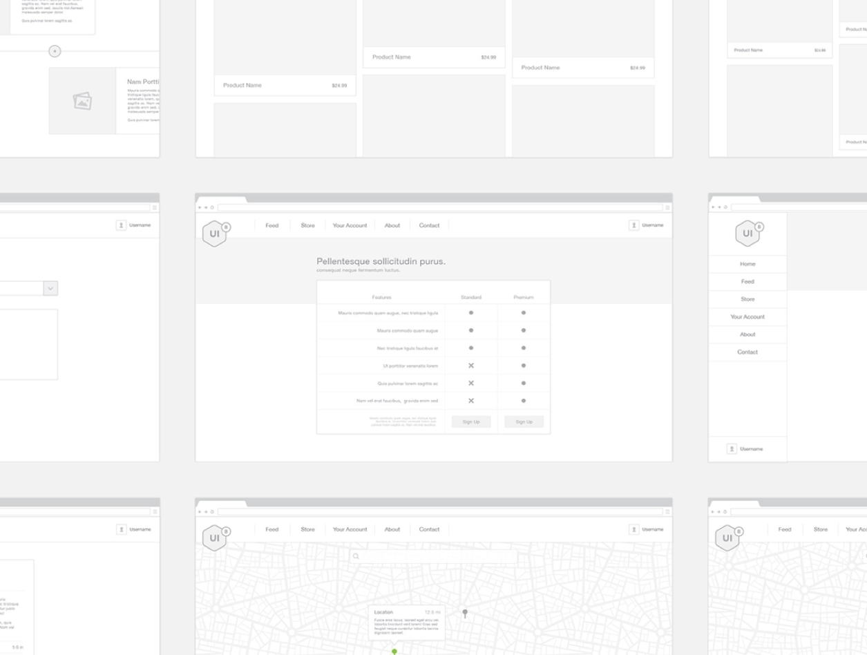 WEB+应用程序UI模板Wireframe Kit - V2