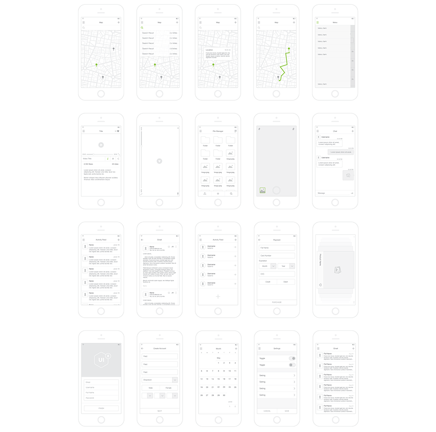 WEB+应用程序UI模板Wireframe Kit - V2