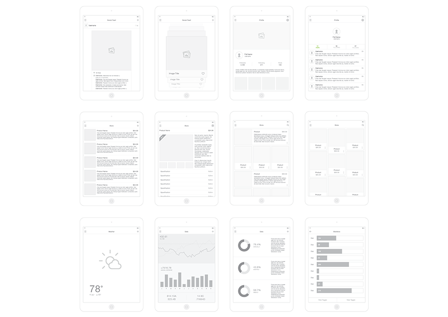 WEB+应用程序UI模板Wireframe Kit - V2