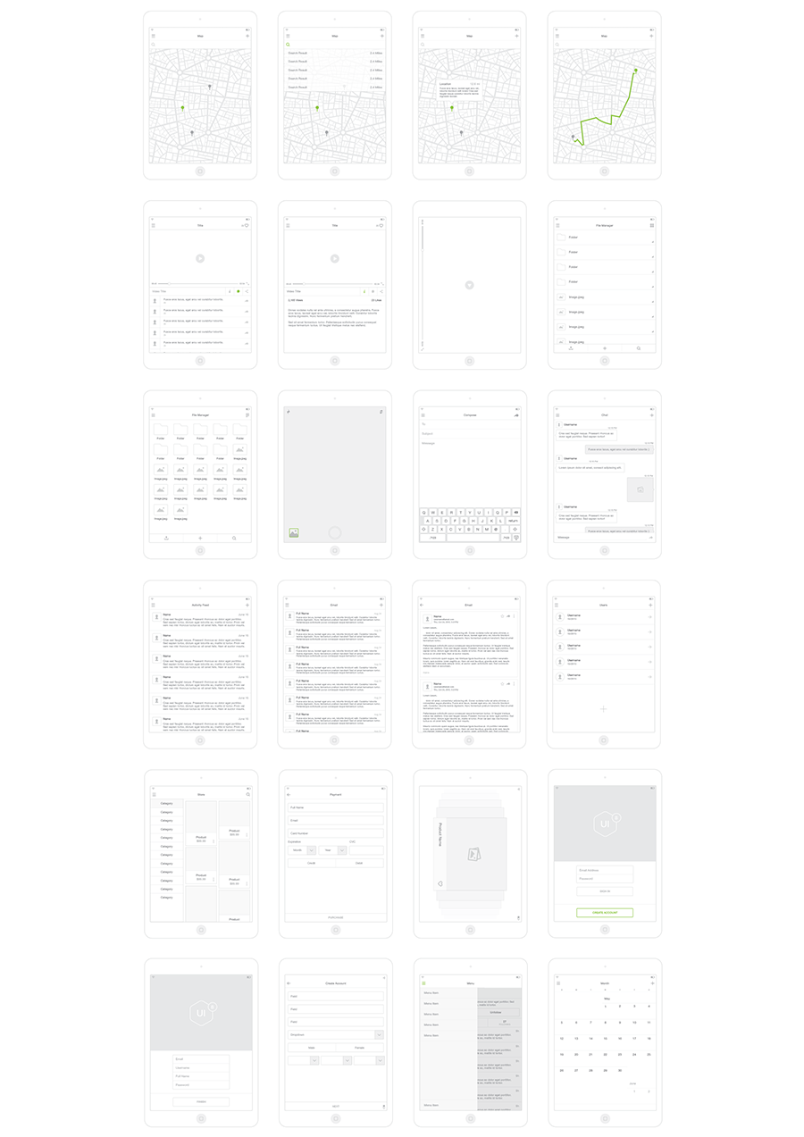 WEB+应用程序UI模板Wireframe Kit - V2