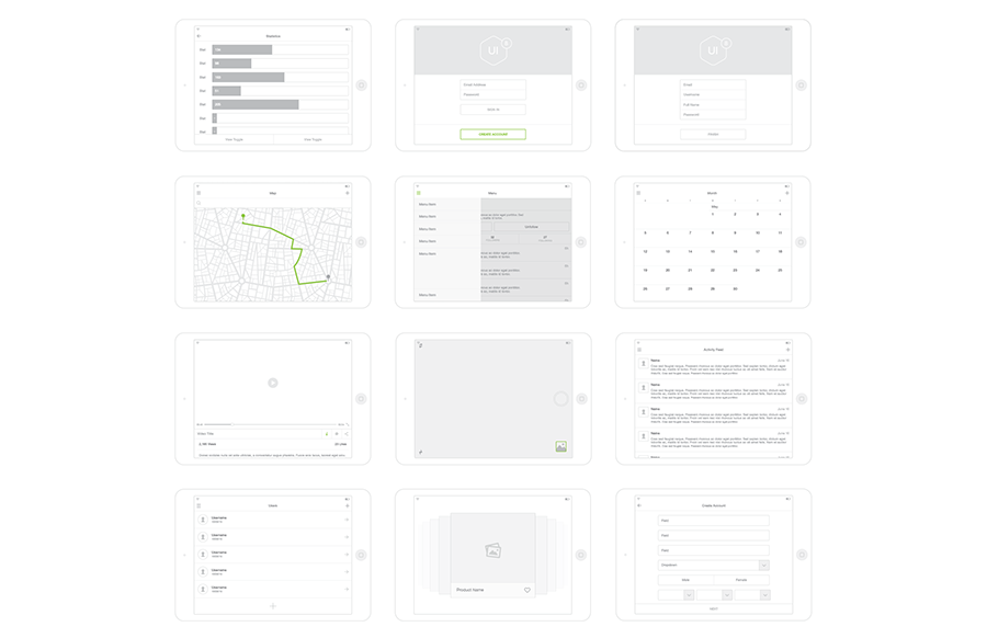 WEB+应用程序UI模板Wireframe Kit - V2