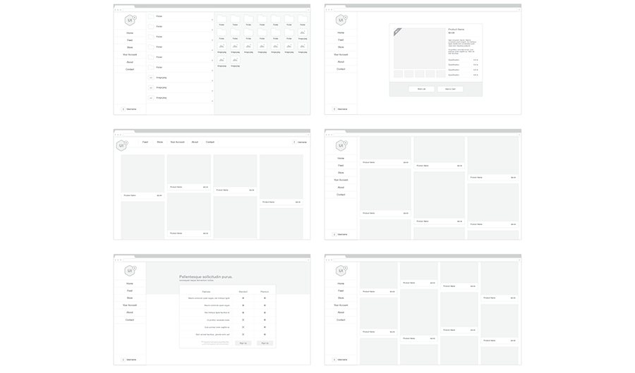 WEB+应用程序UI模板Wireframe Kit - V2