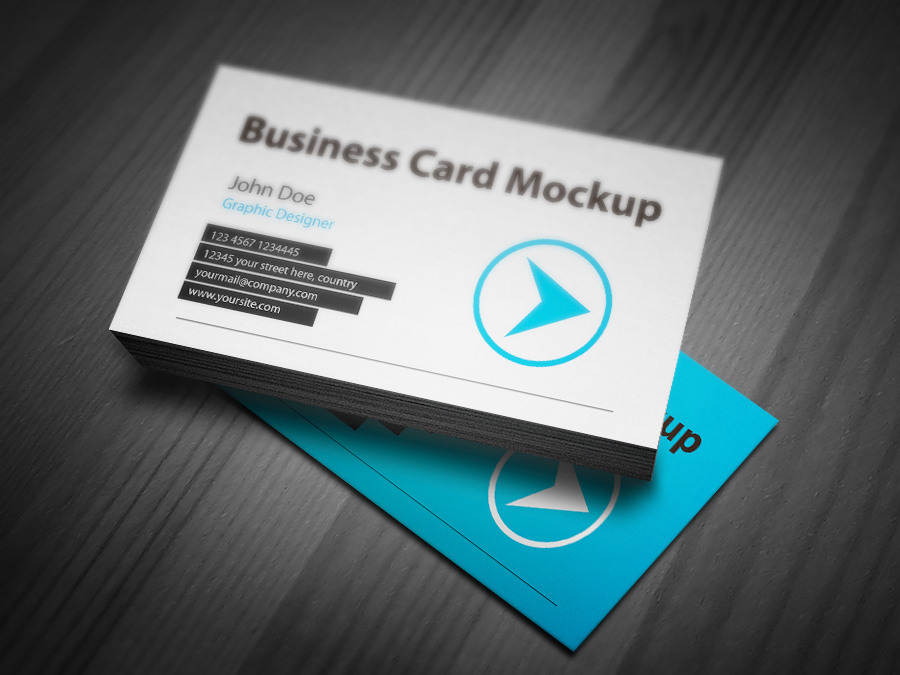 木板背景名片贴图样机Business Card Mockup