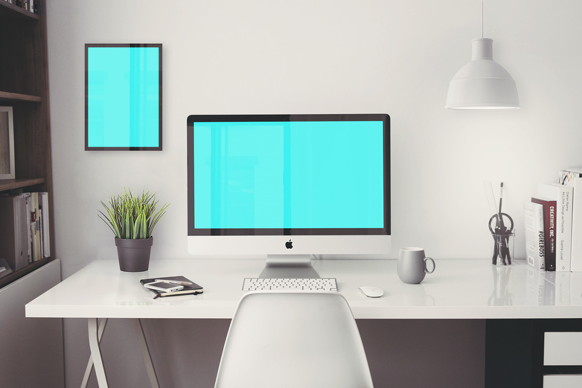 创意办公室场景电脑模型贴图Free iMac 5k Reti