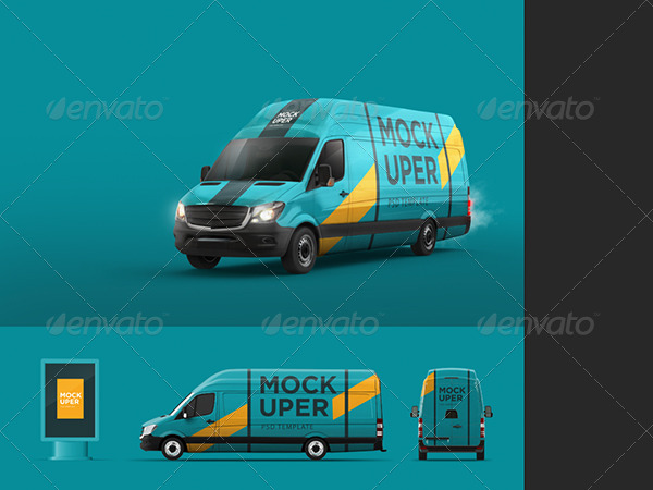 车身广告贴图样机Van & Car Mock-Ups