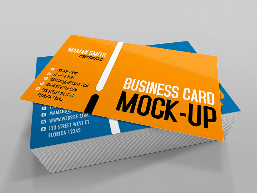 透视名片模型PSD贴图模板Business Cards Mo