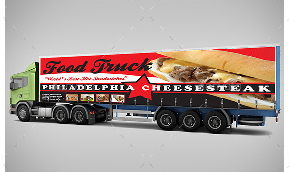 卡车车身广告贴图模版 Billboard and Truck