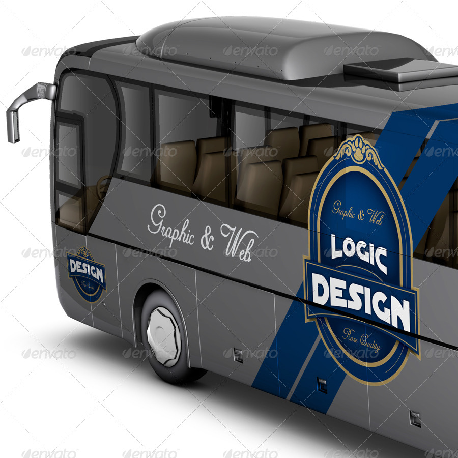 公交车巴士车身贴图展示模版 Bus Mock Up #246