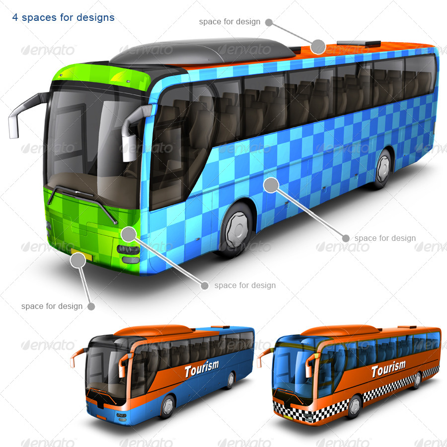 公交车巴士车身贴图展示模版 Bus Mock Up #246