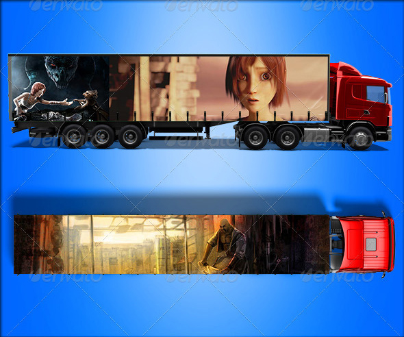 卡车车身广告贴图样机Truck Mock-up #23831