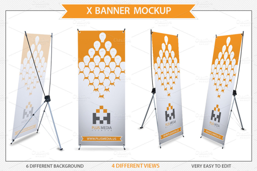易拉宝模型PSD贴图模板X Banner Mockup #1