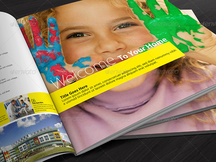 儿童书籍画册模型PSD贴图模板Square Brochure