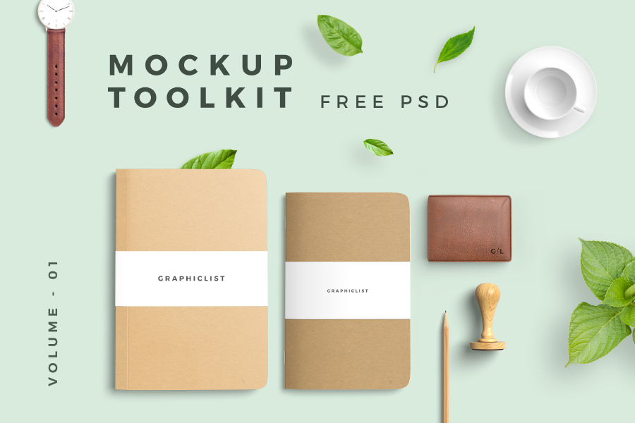 时尚简约文具品牌VI提案PSD贴图模板Mockup Tool