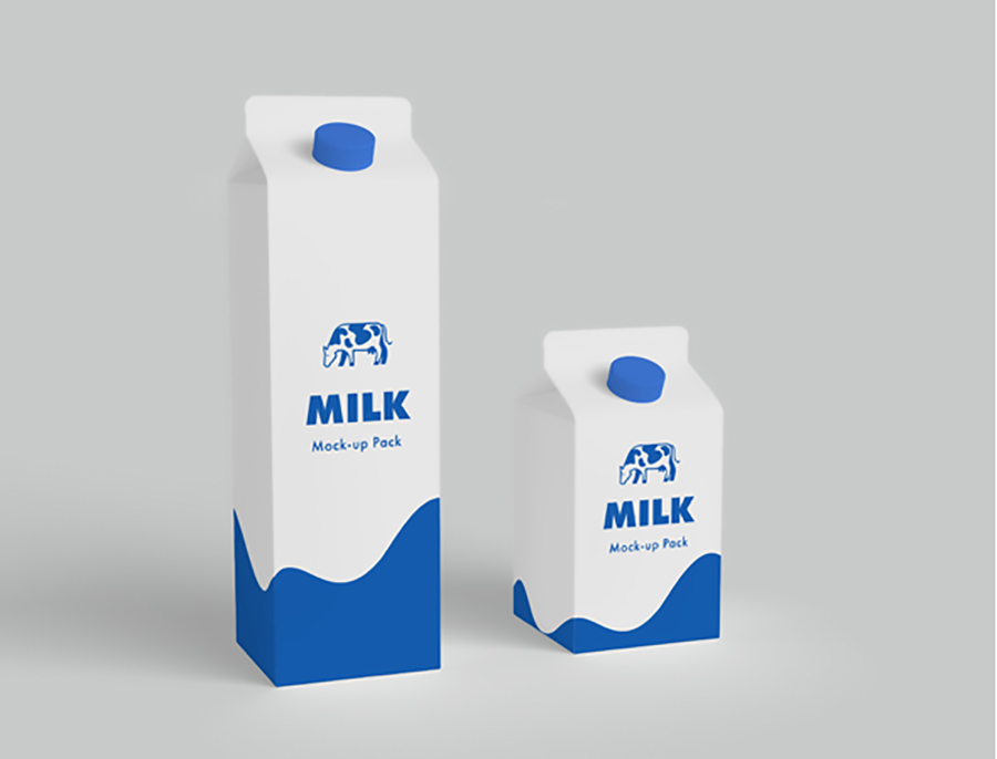 牛奶盒模型PSD贴图模板Milk Carton Mockup