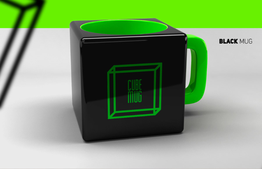 创意方形形状杯子模型PSD贴图模板Cube Mug Mock