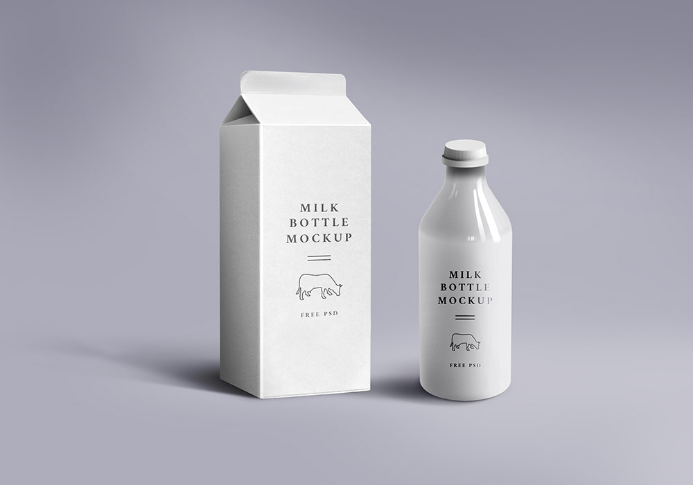 牛奶包装模型PSD贴图模板Milk Packaging Mo