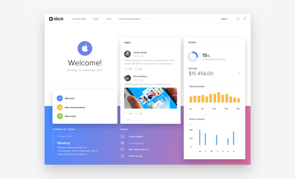 Slack Dashboard Concept Daily