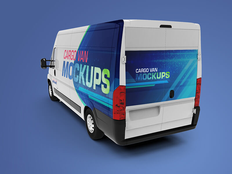 货车车身广告PSD贴图模板Van Cargo Mockups