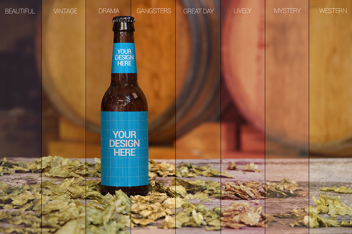 酒瓶模型PSD贴图模板Beer Barrel Mockup