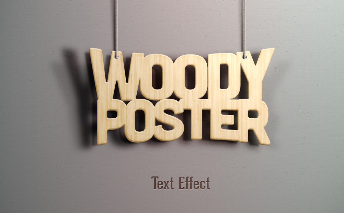 PSD立体文字效果Psd Woody Text Effect