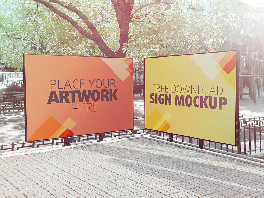 户外框架海报模型PSD贴图模板Sign Mock-up