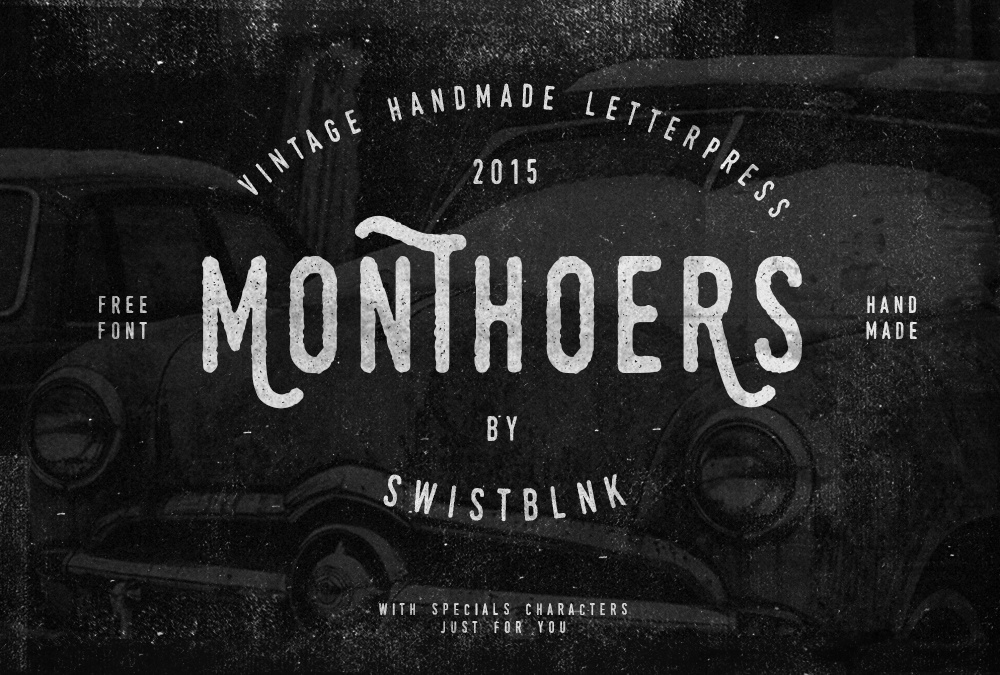 复古飘逸装饰英文字体Monthoers Free Font