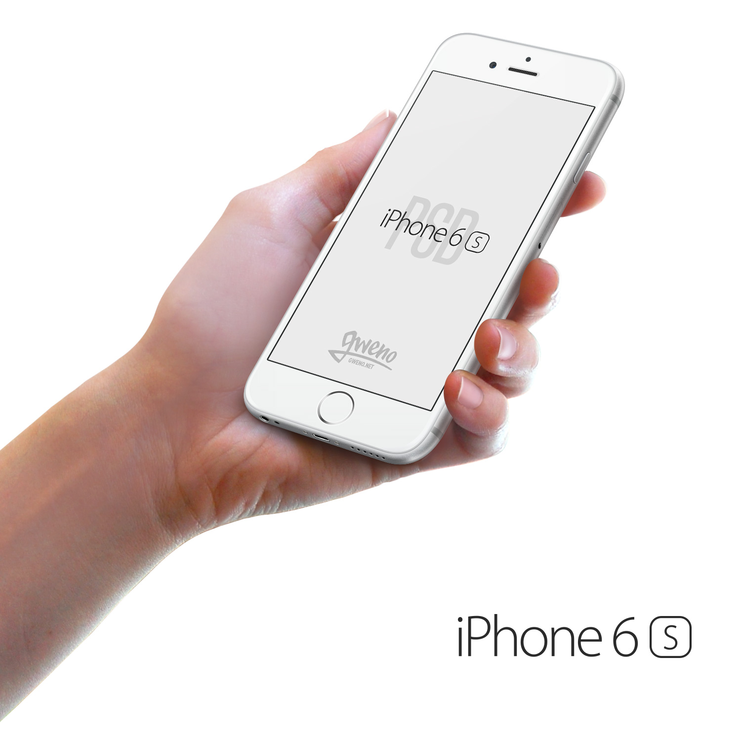 手拿iPhone6S手机模型PSD贴图模板iPhone 6s