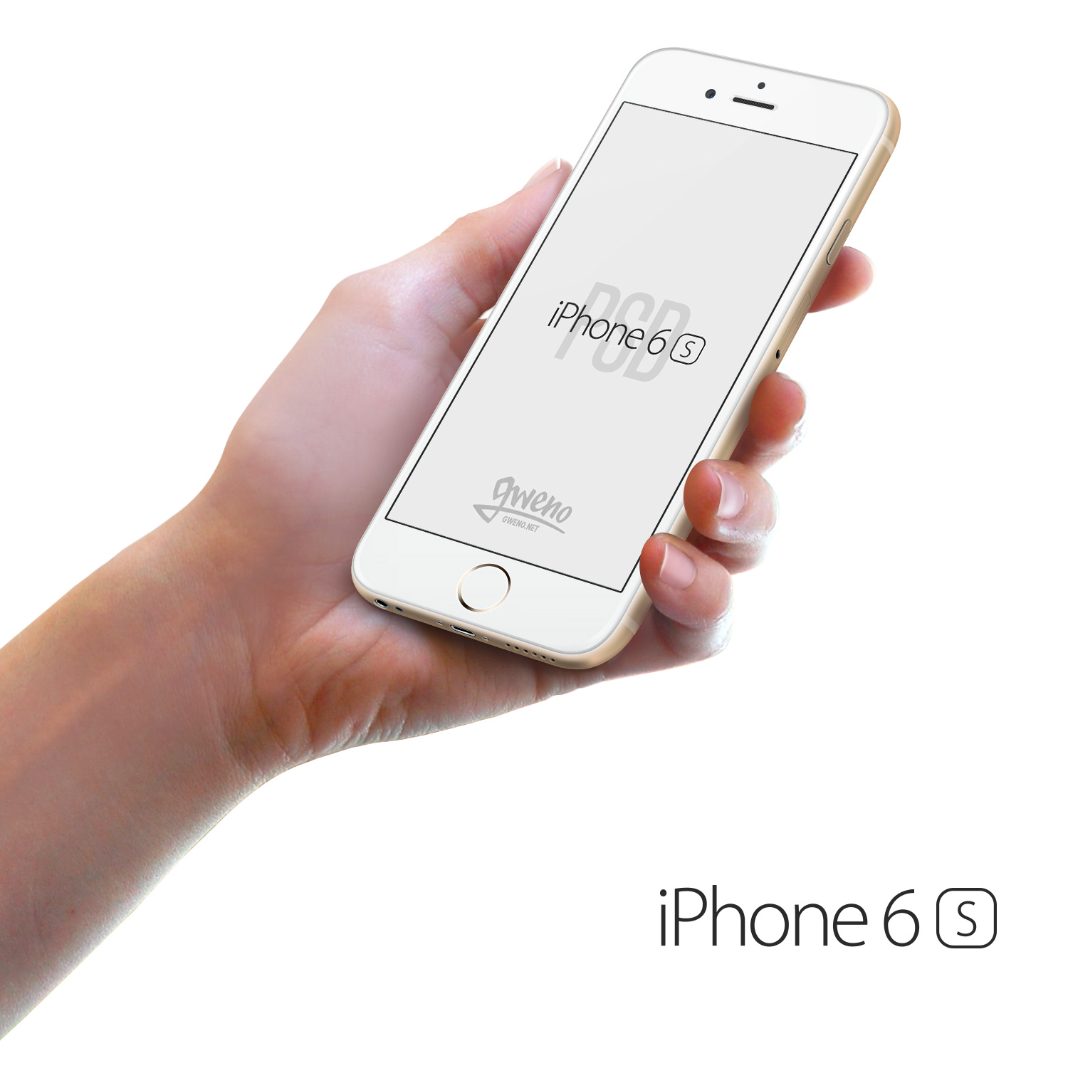 手拿iPhone6S手机模型PSD贴图模板iPhone 6s