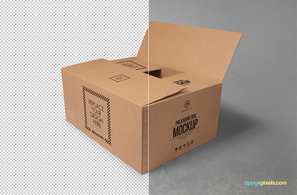 Cardboard Box Mockup 包装快递箱贴图