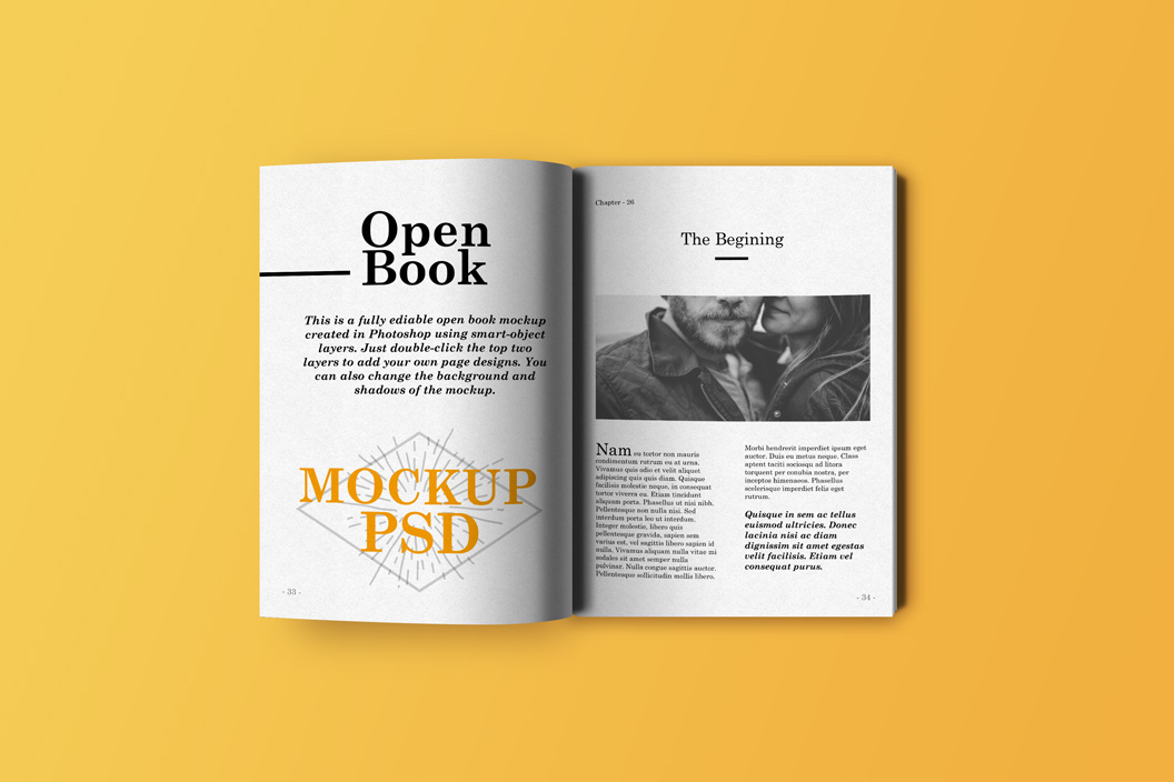 开放式书籍杂志模型PSD贴图模板Open Book Mock