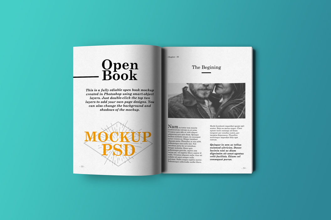 开放式书籍杂志模型PSD贴图模板Open Book Mock