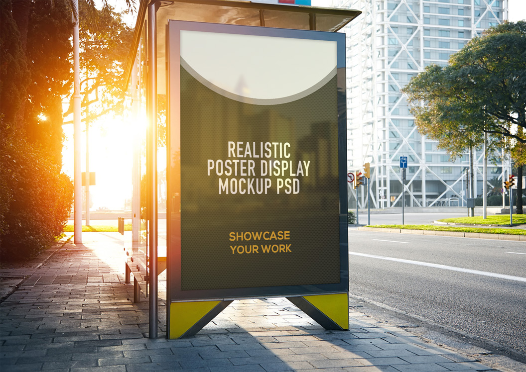 户外广告牌模型PSD贴图模板Realistic Poster