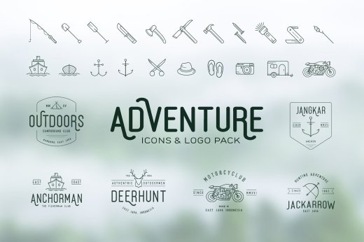 Adventure Icons + Vintage Logo