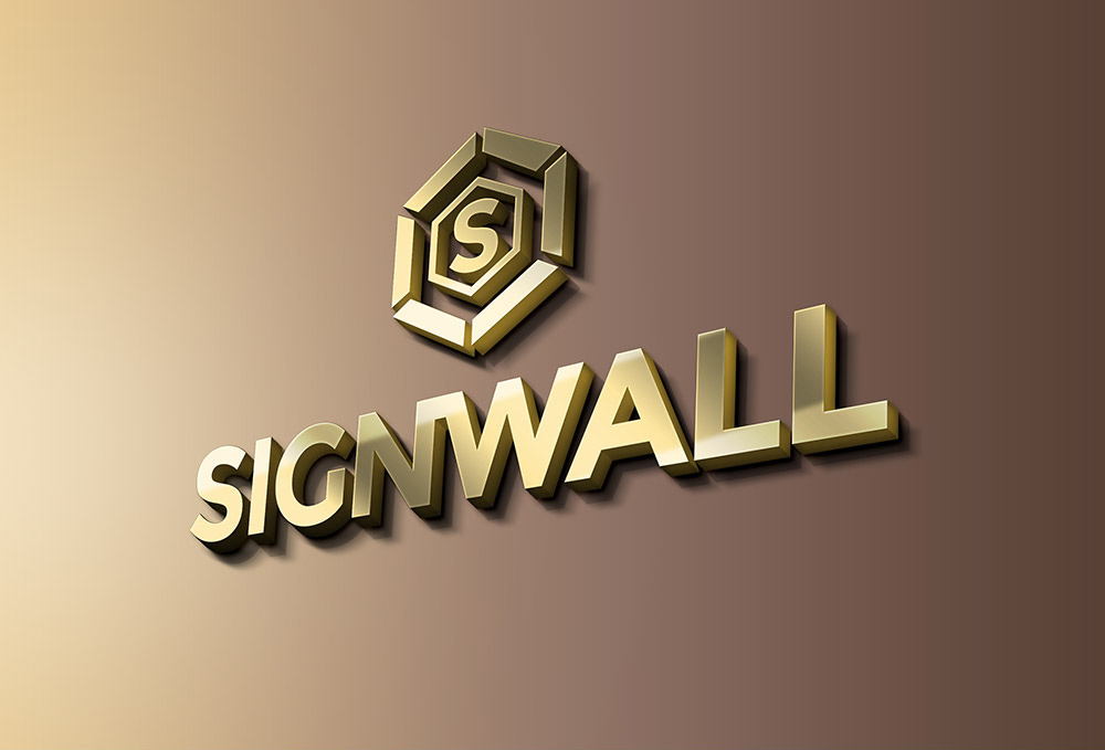 墙壁立体标志LOGO贴图PSD模板Sign Wall Log
