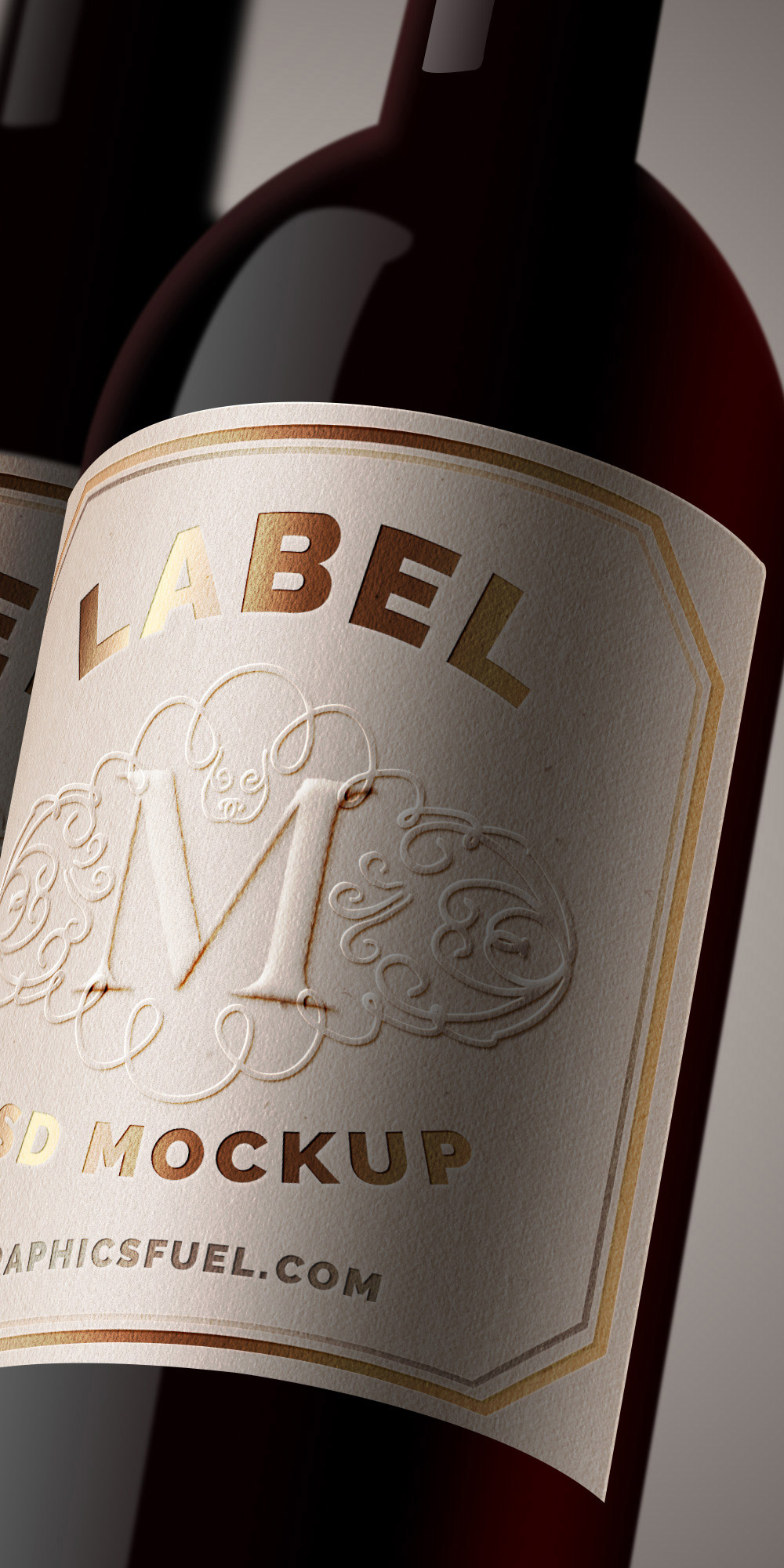 酒瓶标签模型PSD贴图模板Wine Bottle Label
