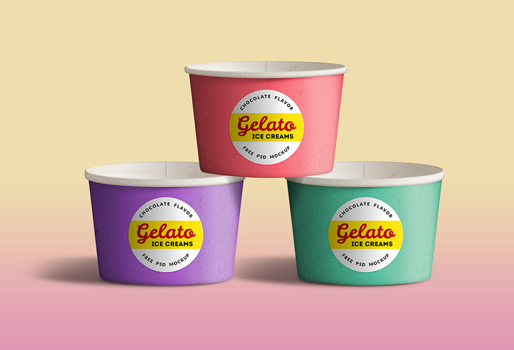 Ice Cream Cups PSD 冰淇淋包装展示