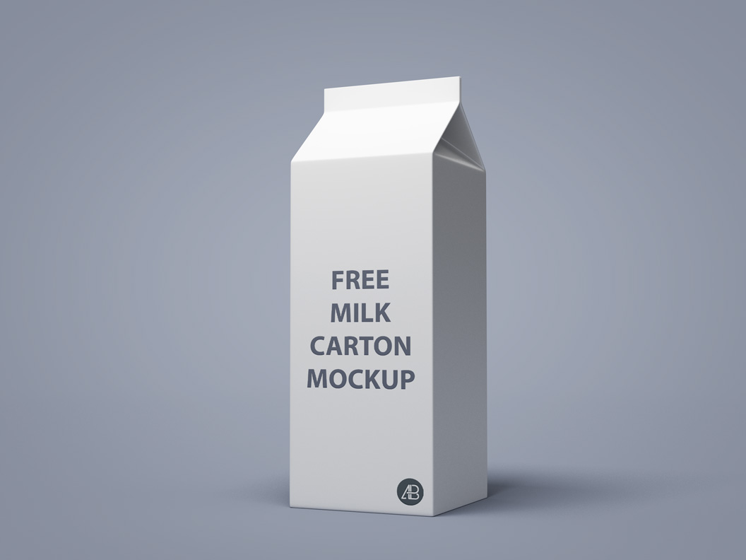 牛奶盒模型PSD贴图模板Milk Carton Mockup