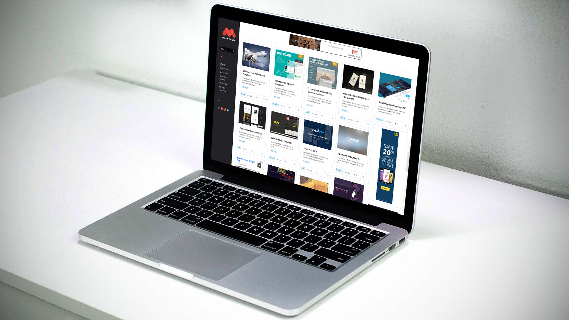 电脑模型PSD贴图模板Free MacBook Pro Re
