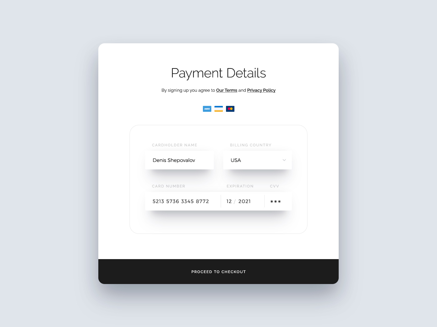 Credit Card Form Daily UI #067